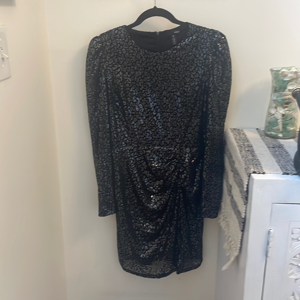 Black and silver long sleeve AQUA minidress